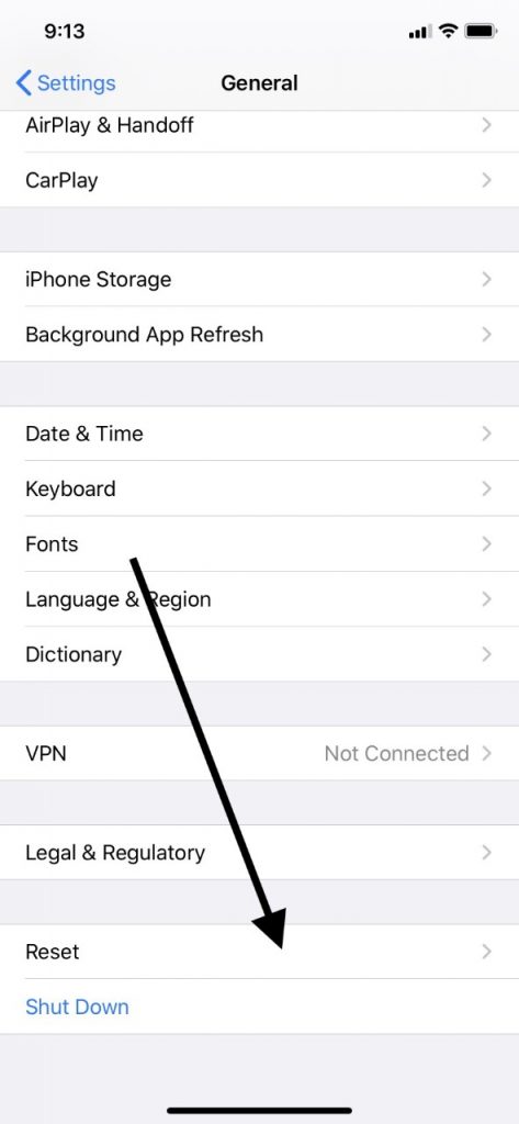 Restablezca su configuración para detener el iPhone Random se reinicia