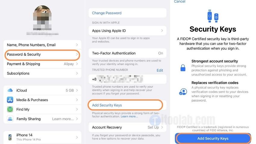 Cómo agregar claves de seguridad para la identificación de Apple