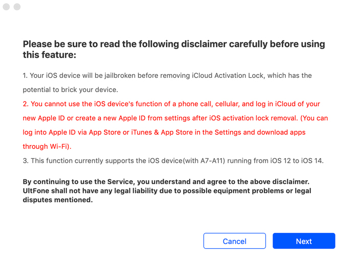 Usando pasos del desbloqueador de activación de Ultfone