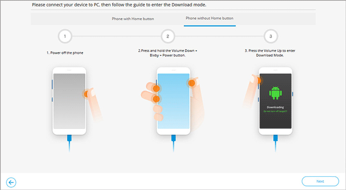 Ingrese el modo de descarga para Android sin el botón de inicio