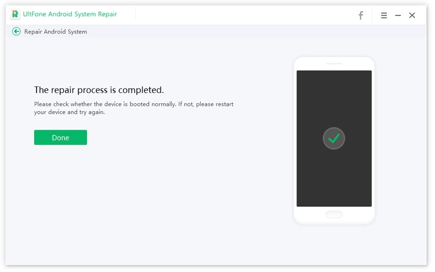 La reparación del sistema Android se completa