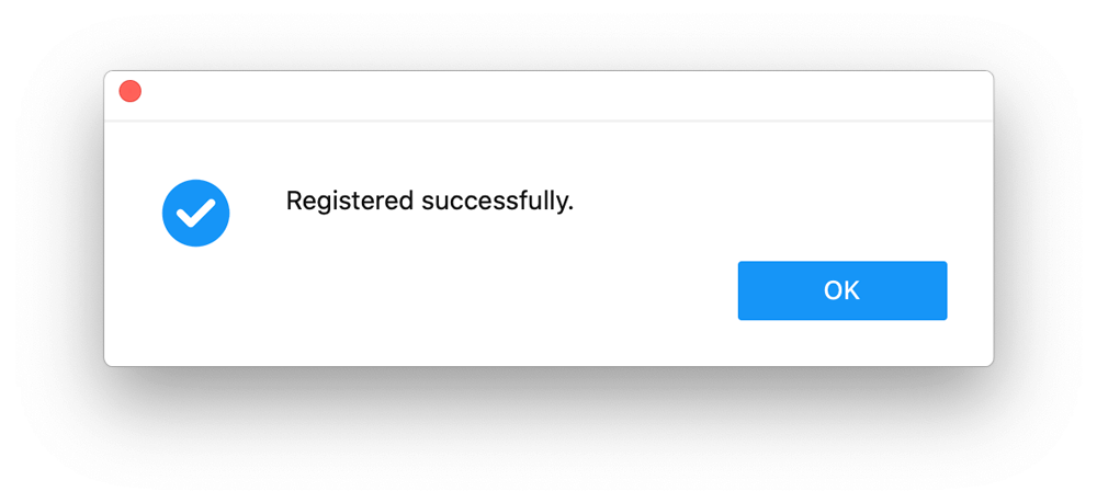registrado con éxito