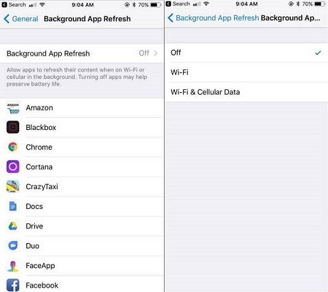 activar la aplicación de fondo actualizar en iPhone