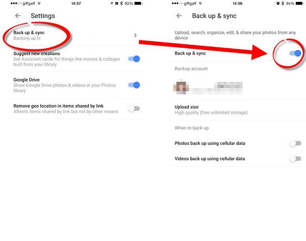 Envíe imágenes claras desde iPhone a Android con Google Photos