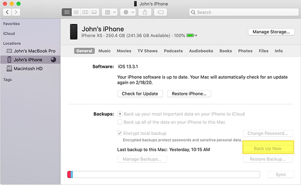 Copia de seguridad de iPhone usando iTunes