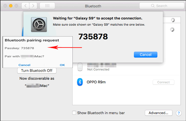 Transfiera fotos de Mac a Samsung Galaxy por Bluetooth