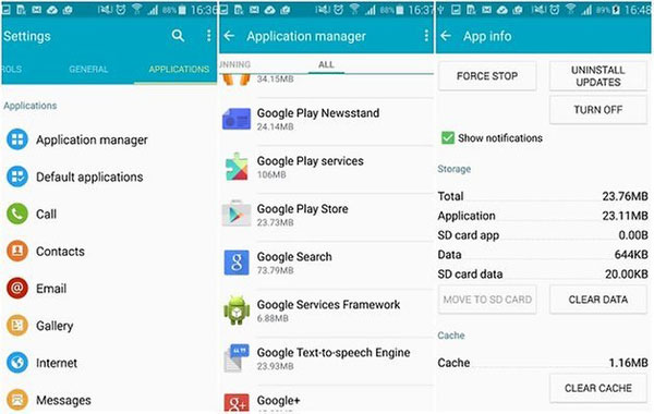 Borrar caché y datos de Google Play