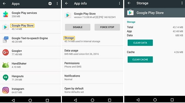 Clare caché en Google Play Store