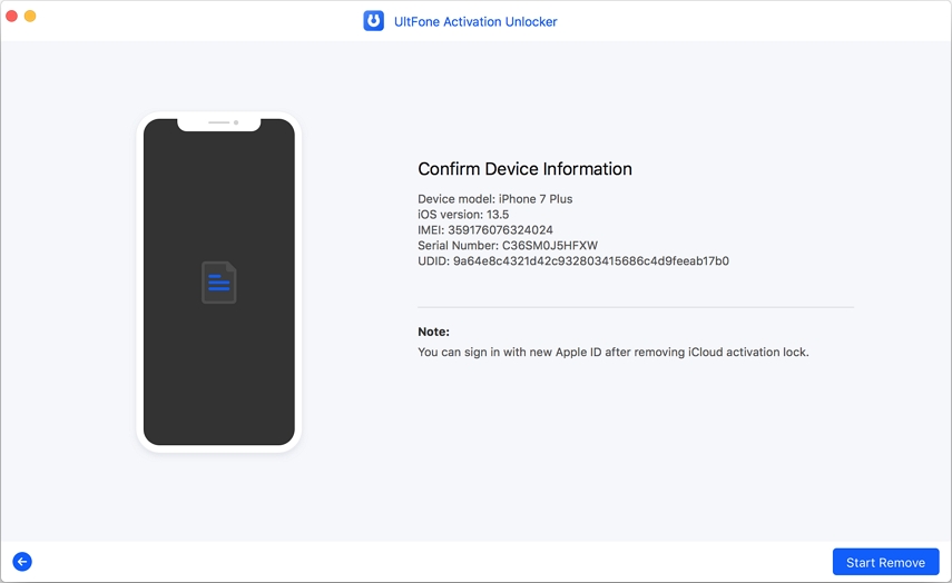 Confirmar la información del dispositivo