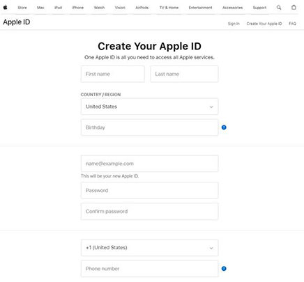Crear nueva ID de Apple