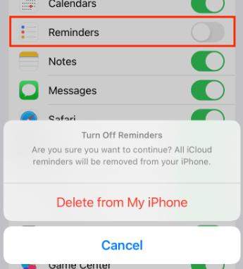 Sincronización de recordatorios de iPhone