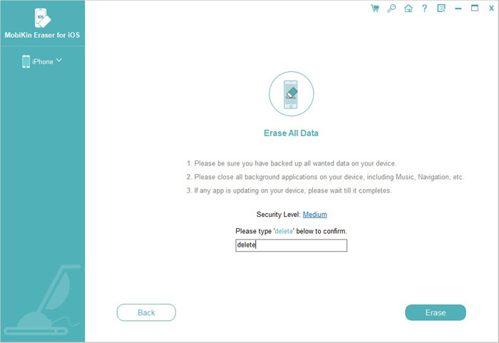 Borrar iPhone con borrador para iOS