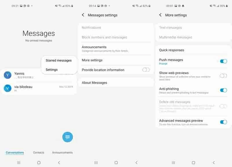 ¿Cómo recibo mensajes de texto antiguos en Samsung?