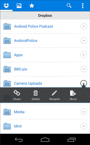 Restroe Samsung Galaxy de la aplicación Dropbox