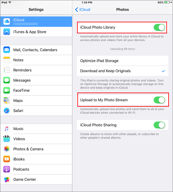 Cómo transferir fotos de iPad a iPhone a través de la transmisión de fotos