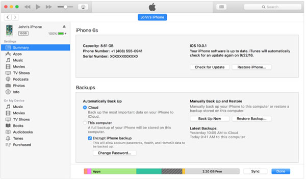 Realice una copia de seguridad de iPhone con iTunes