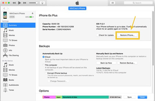 Restablecimiento de fábrica iPhone roto por iTunes