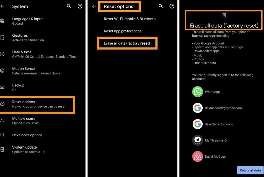 Restablecimiento de fábrica Samsung S22/Nota 4