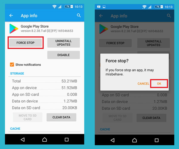 Force Stop Play Store