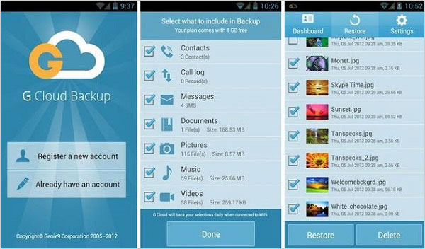 La mejor aplicación de copia de seguridad de Android sin raíz como la copia de seguridad de la nube G