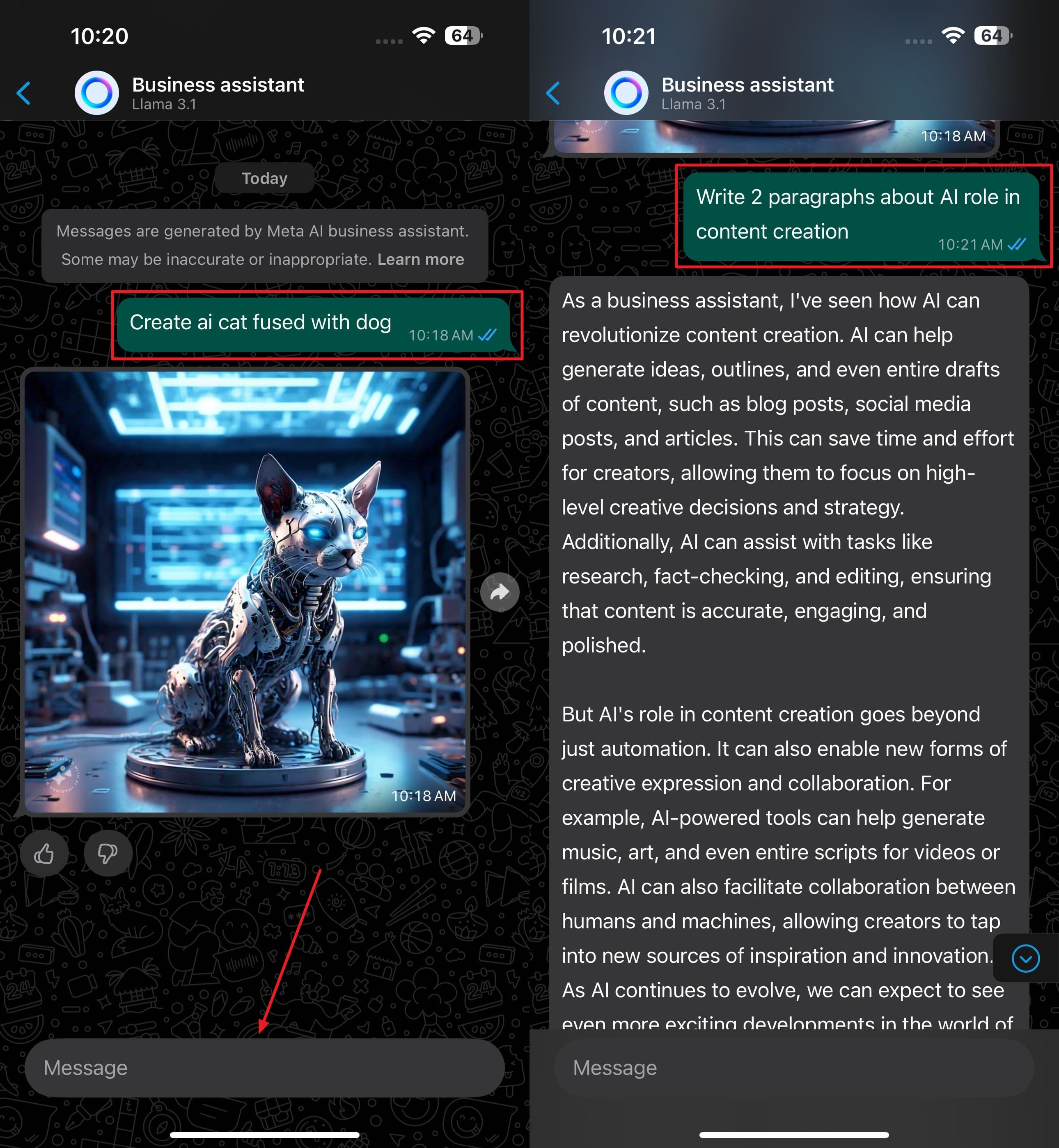 generar imagen y preguntarle a Meta AI