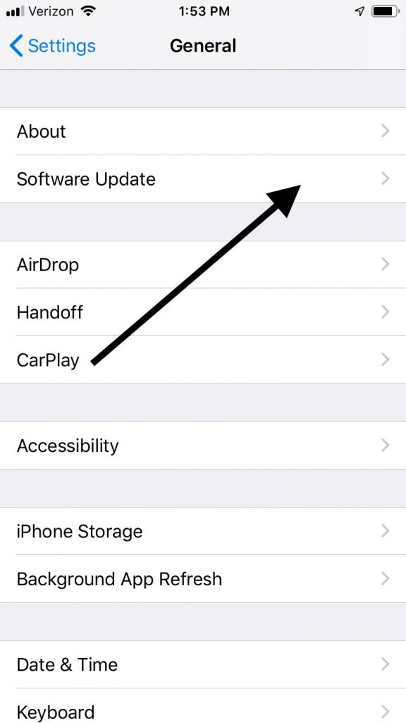 Actualización de software de iPhone para aplicar aplicaciones