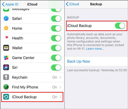 Manualmente de nuevo a iPhone a iCloud