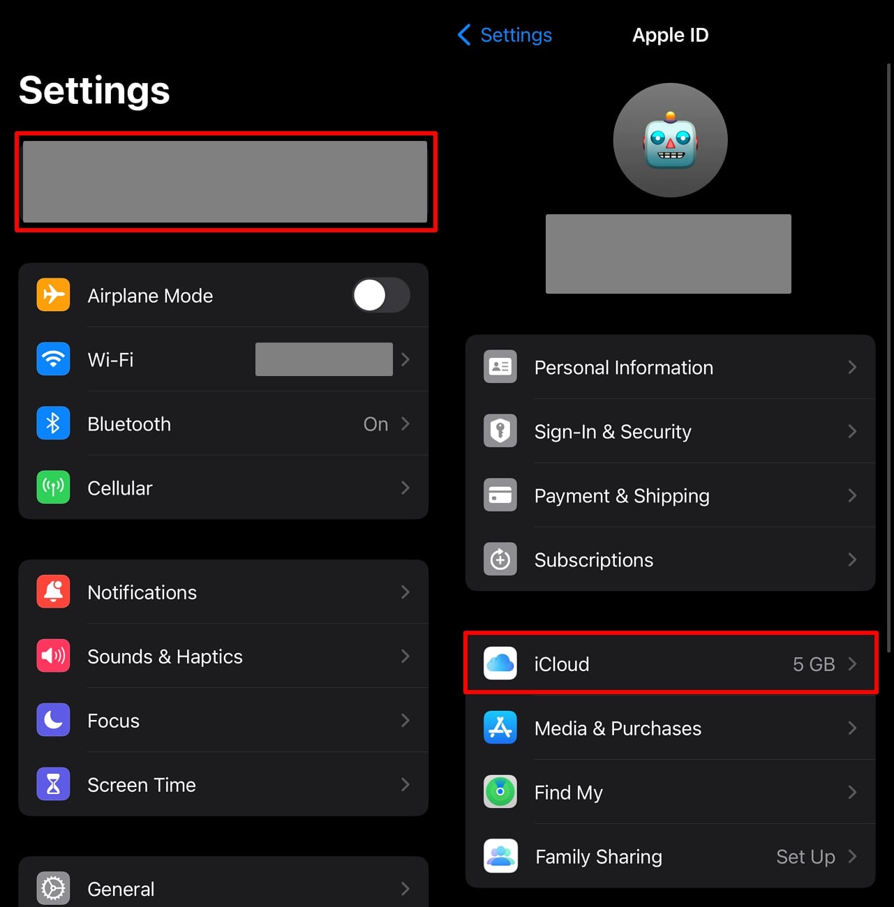 Acceda a la configuración de iCloud