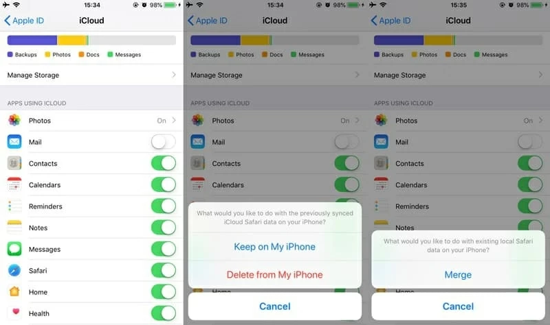 Traiga los marcadores de iPhone 8 en Safari desde iCloud