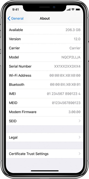 Acerca de la página en iPhone