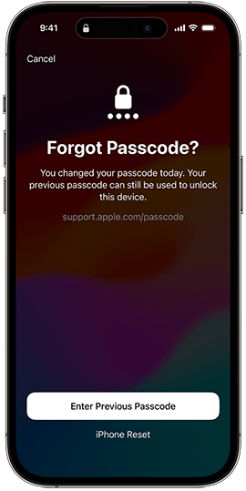 Ingrese el código de acceso previo ios 17