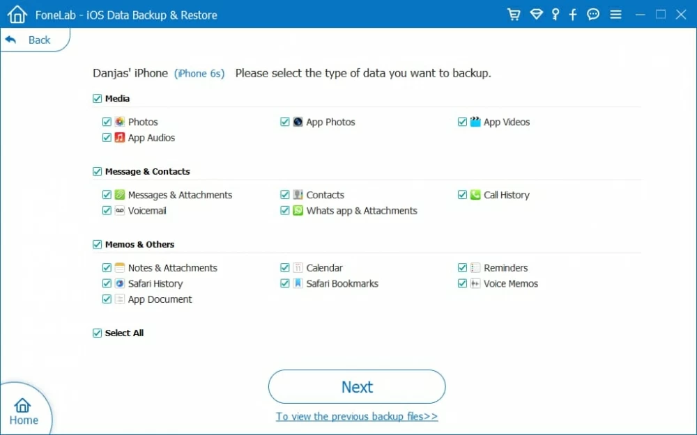 Seleccionar la opción de contactos