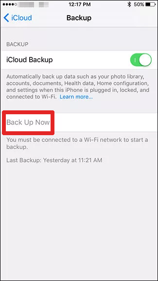 Realice una copia de seguridad de iPhone con iCloud