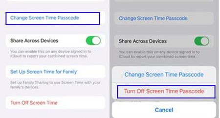 iPhone apagar el código de contraseña del tiempo de pantalla