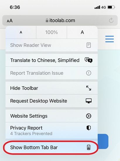 Mover la barra de búsqueda de Safari al iPhone inferior