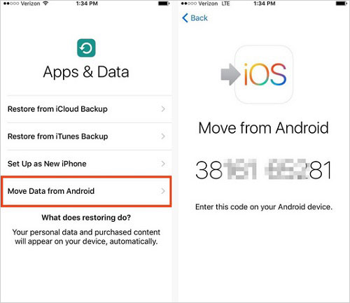 Cómo transferir contactos de un teléfono a otro con mudarse a iOS