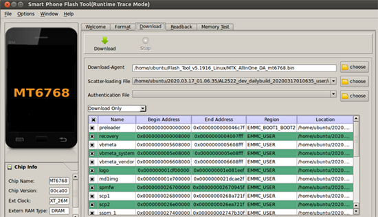 Herramienta de flashing de Android como la herramienta de flashing MTK