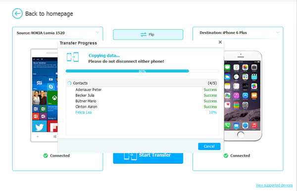 Transferir datos de teléfono a teléfono