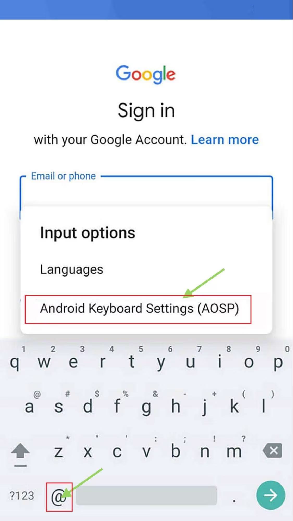 Abra la configuración del teclado de Android