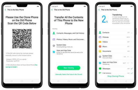 Cómo transferir datos de Oppo a Oppo con teléfono clon