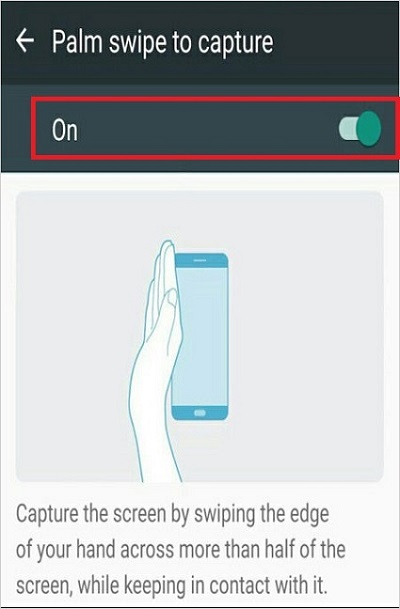 Captura de la pantalla con movimientos y gestos
