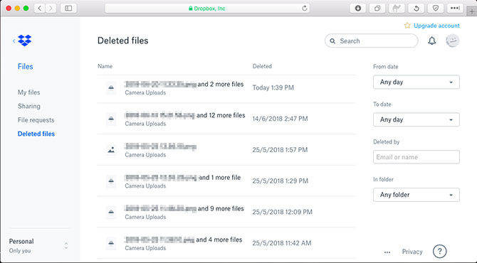 Fotos sin cobrar en Android de Dropbox