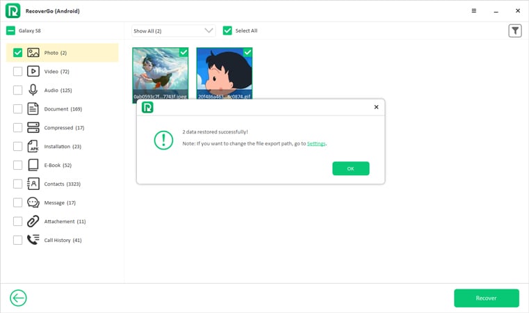 Recuperar fotos después de restablecer la fábrica Android sin root 