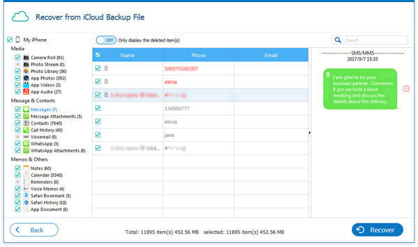 Cómo restaurar los mensajes de iCloud selectivamente a través de la recuperación de datos de iPhone
