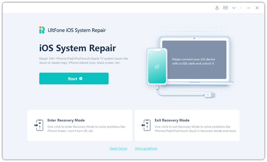 interfaz de reparación del sistema iOS