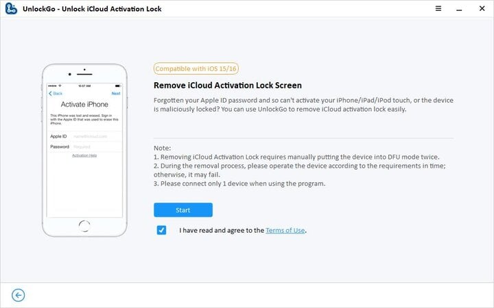 Elija desbloquear el bloqueo de activación de iCloud