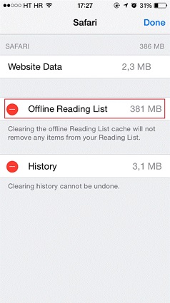 Eliminar datos fuera de línea en Safari