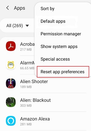 Restablecer las preferencias de la aplicación en Android
