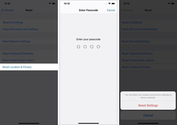 Restablecer la ubicación y la privacidad en el iPhone