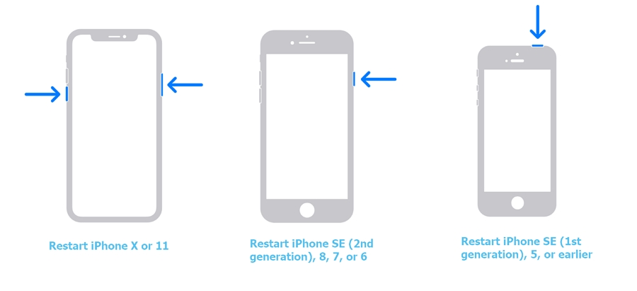 forzar reiniciar iPhone para arreglar la pantalla púrpura de iPhone